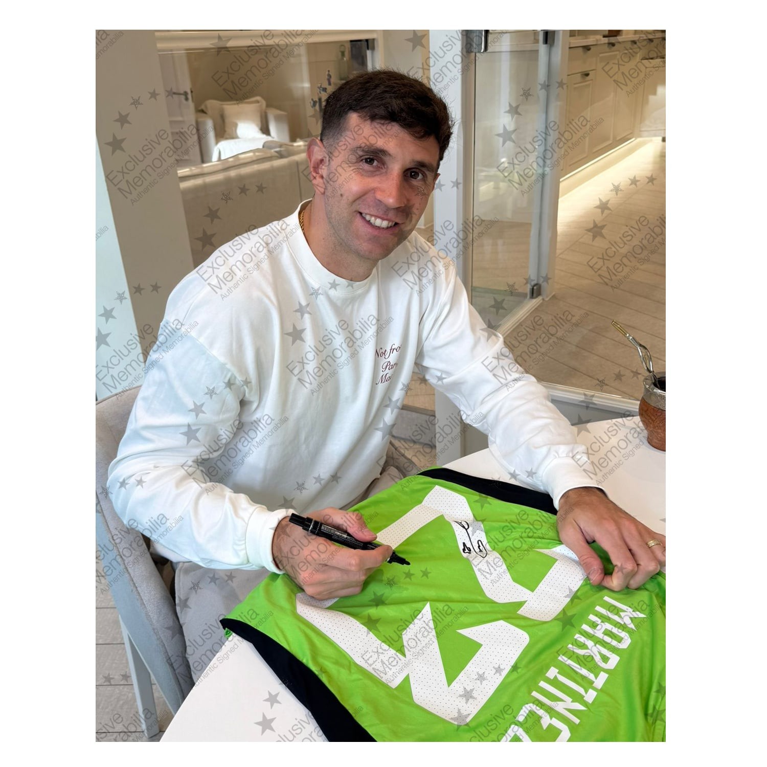 Alexis Mac Allister & Emi Martinez Signed Argentina 2022-23 Football Shirts. Dual Frame
