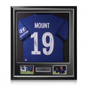 Mason Mount Signed Chelsea 2020-21 Football Shirt. Deluxe Frame