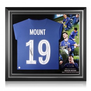 Mason Mount Signed Chelsea 2020-21 Football Shirt. Premium Frame