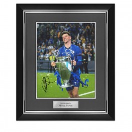 Mason Mount Signed Chelsea Photo: Champions League Trophy. Deluxe Frame