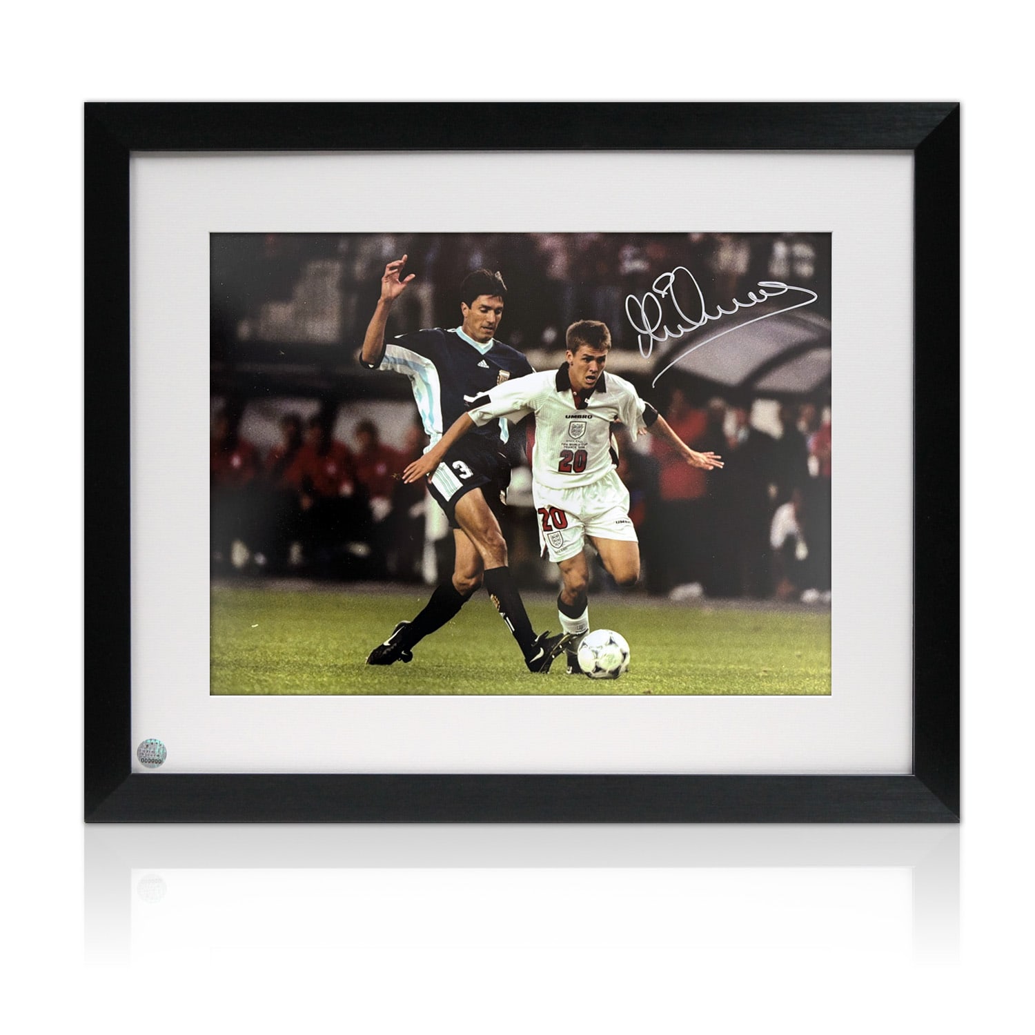 Michael Owen Signed England Football Photo: '98 World Cup. Framed