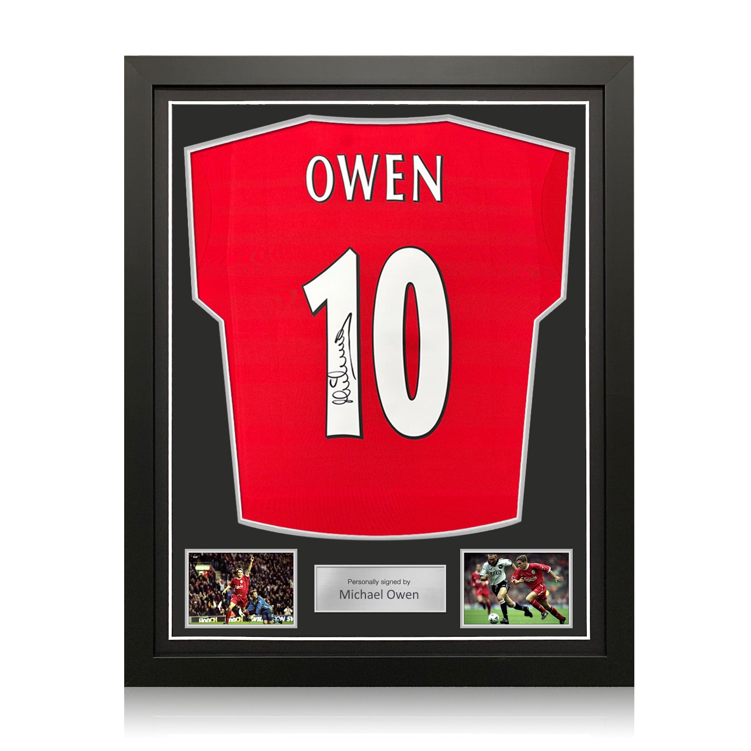 Michael Owen Signed Liverpool 1998-2000 Home Football Shirt. Standard Frame