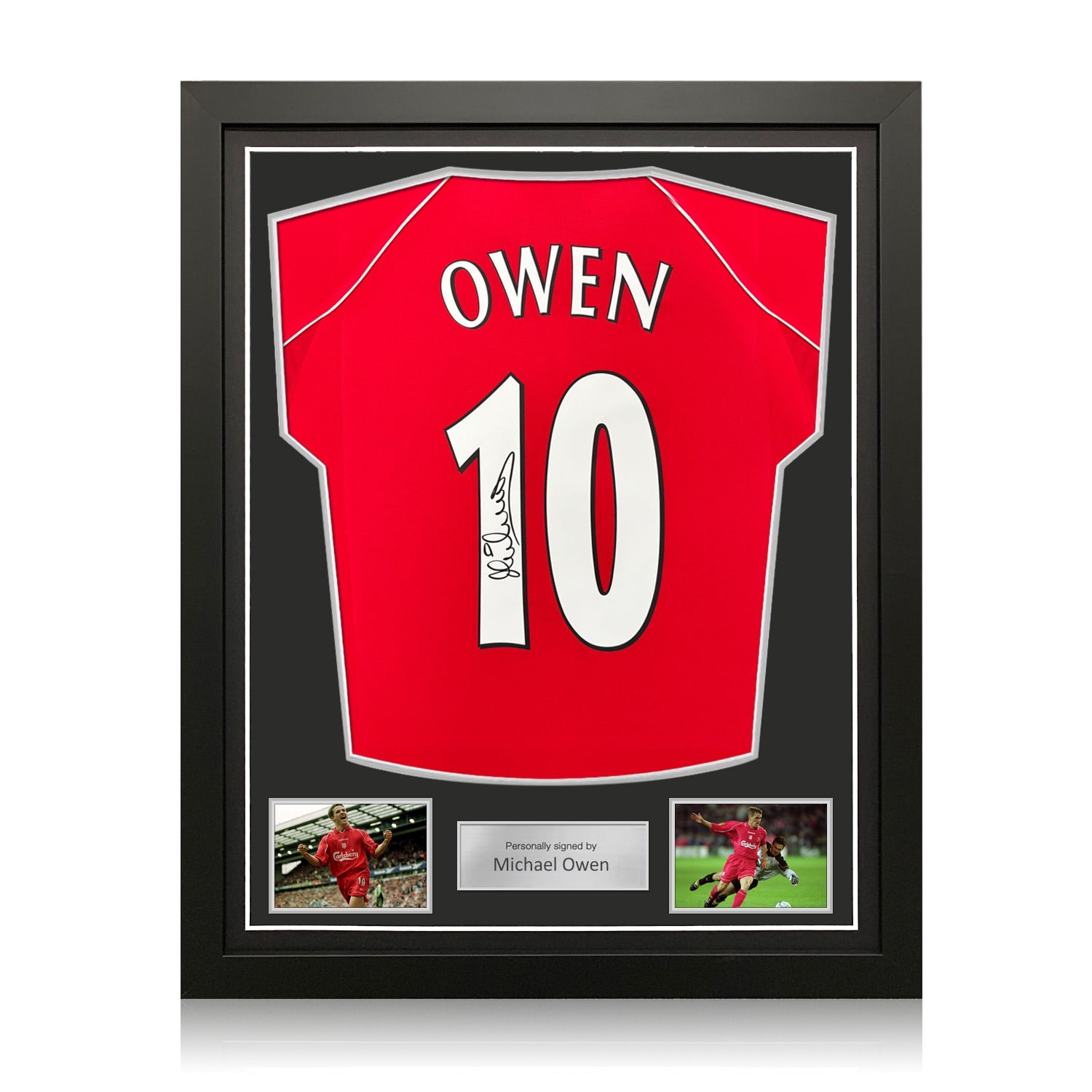Michael Owen Signed Liverpool 2000-01 Home Football Shirt. Standard Frame