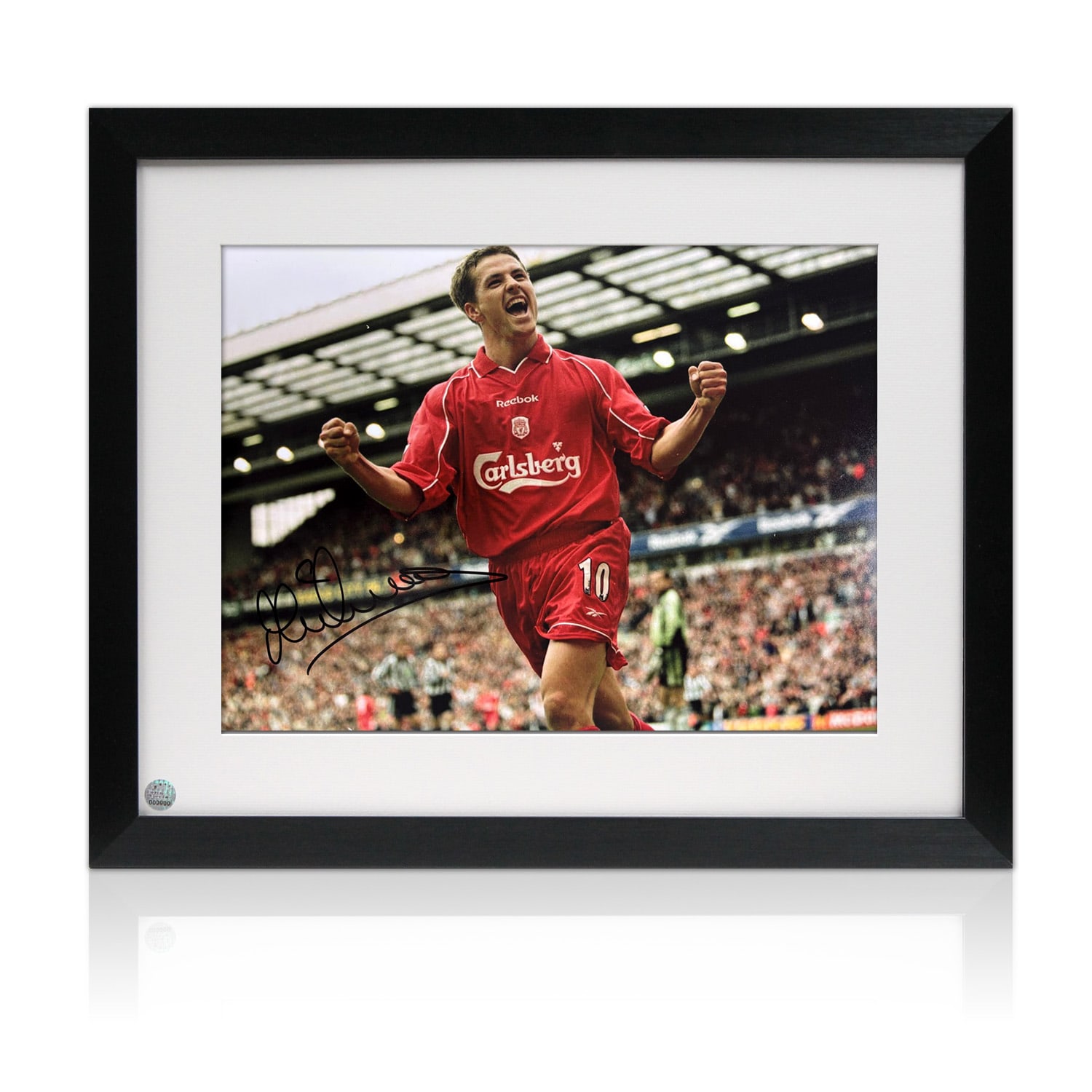 Michael Owen Signed Liverpool Football Photo: Hat-Trick. Framed