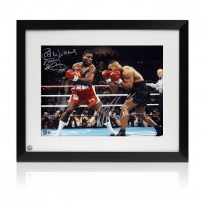 Mike Tyson And Frank Bruno Signed Boxing Photo. Framed
