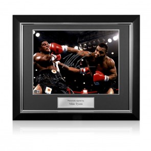Mike Tyson Signed Boxing Photo: Becoming World Champion. Deluxe Frame