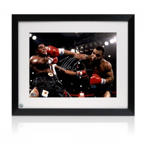 Mike Tyson Signed Boxing Photo: Becoming World Champion. Framed