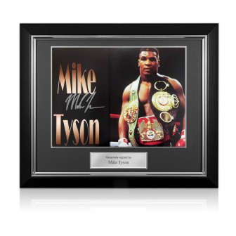 Mike Tyson Signed Boxing Photo: Heavyweight Champion. Deluxe Frame
