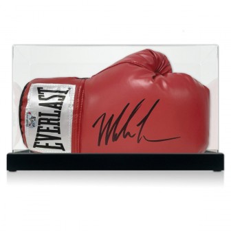 Mike Tyson Signed Red Boxing Glove. Display Case