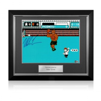 Mike Tyson Signed Boxing Photo: Punch-Out. Deluxe Frame