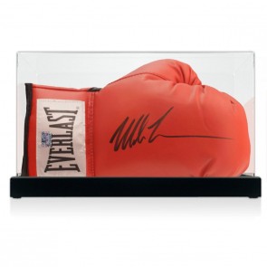Mike Tyson Signed Red Boxing Glove In Display Case