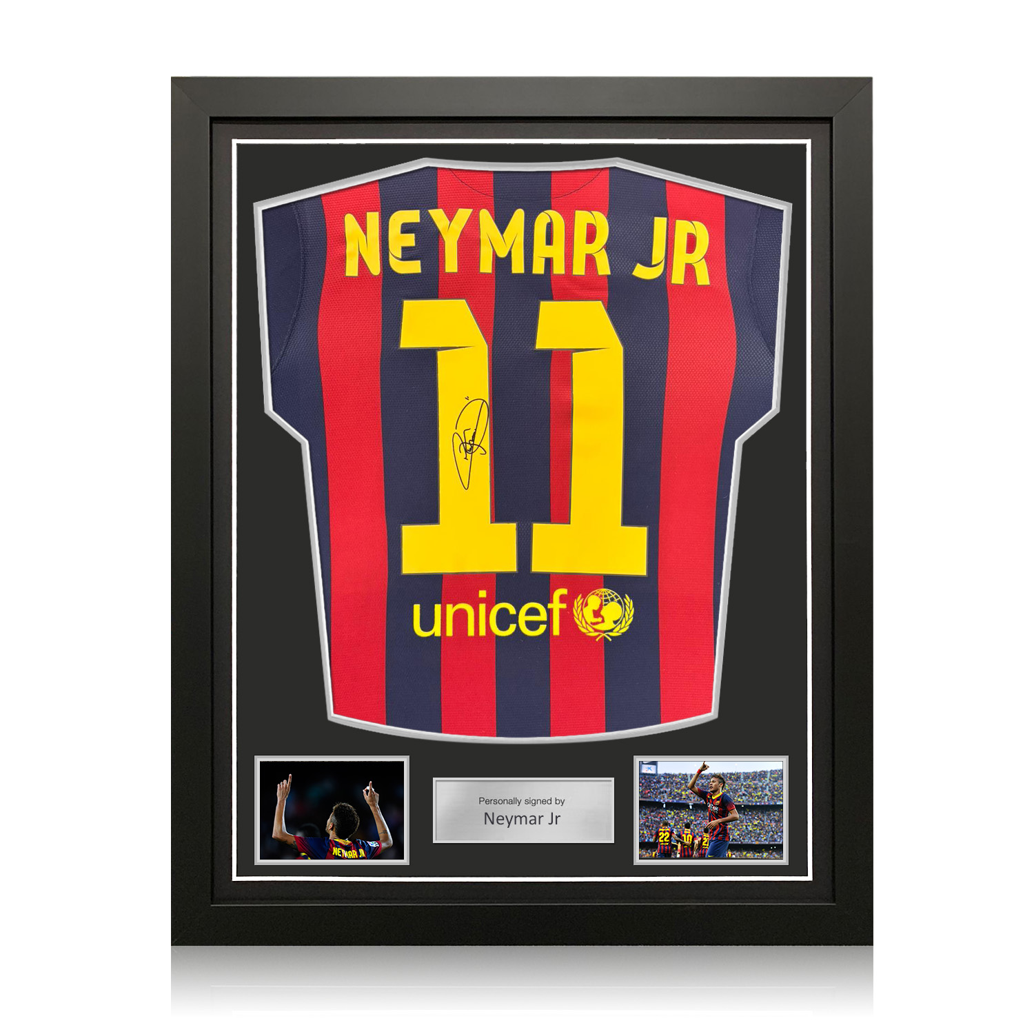 Neymar Signed Original Barcelona 2013-14 Home Football Shirt. Standard Frame