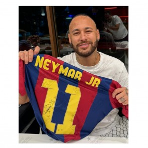 Neymar Jr And Xavi Hernadez Signed Barcelona 2023-24 Football Shirts. Dual Frame