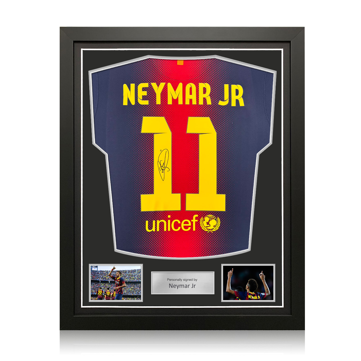 Neymar Jr Signed Original Barcelona 2012-13 Home Football Shirt. Standard Frame