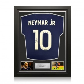Neymar Jr Signed Paris Saint-Germain 2021-22 Football Shirt. Standard Frame