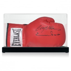 Nigel Benn And Chris Eubank Signed Boxing Glove. In Display Case