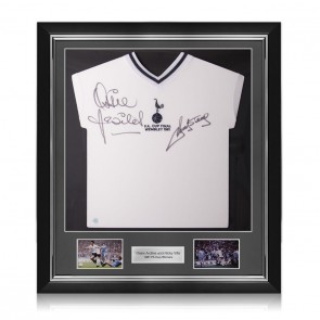 Ossie Ardiles and Ricky Villa Signed Tottenham Hotspur 1981 Football Shirt. Deluxe Frame