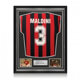 Paolo Maldini Signed 1988 AC Milan Home Football Shirt. Superior Frame