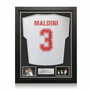  Paolo Maldini Signed 1988 AC Milan Away Football Shirt. Standard Frame