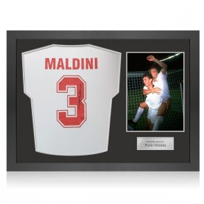 Paolo Maldini Signed 1988 AC Milan Away Football Shirt. Icon Frame
