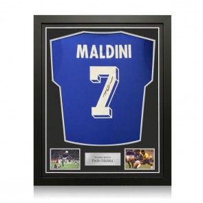  Paolo Maldini Signed Italy 1990 Home Football Shirt. Standard Frame