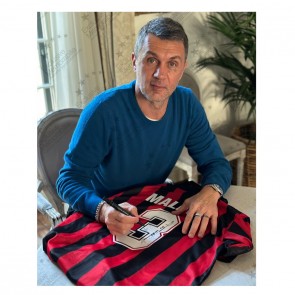 Paolo Maldini Signed 1994 AC Milan Home Football Shirt. Icon Frame