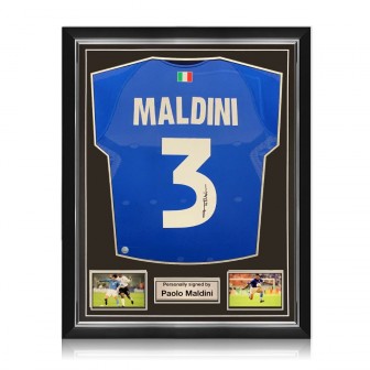  Paolo Maldini Signed 2018 Italy Home Football Shirt. Superior Frame