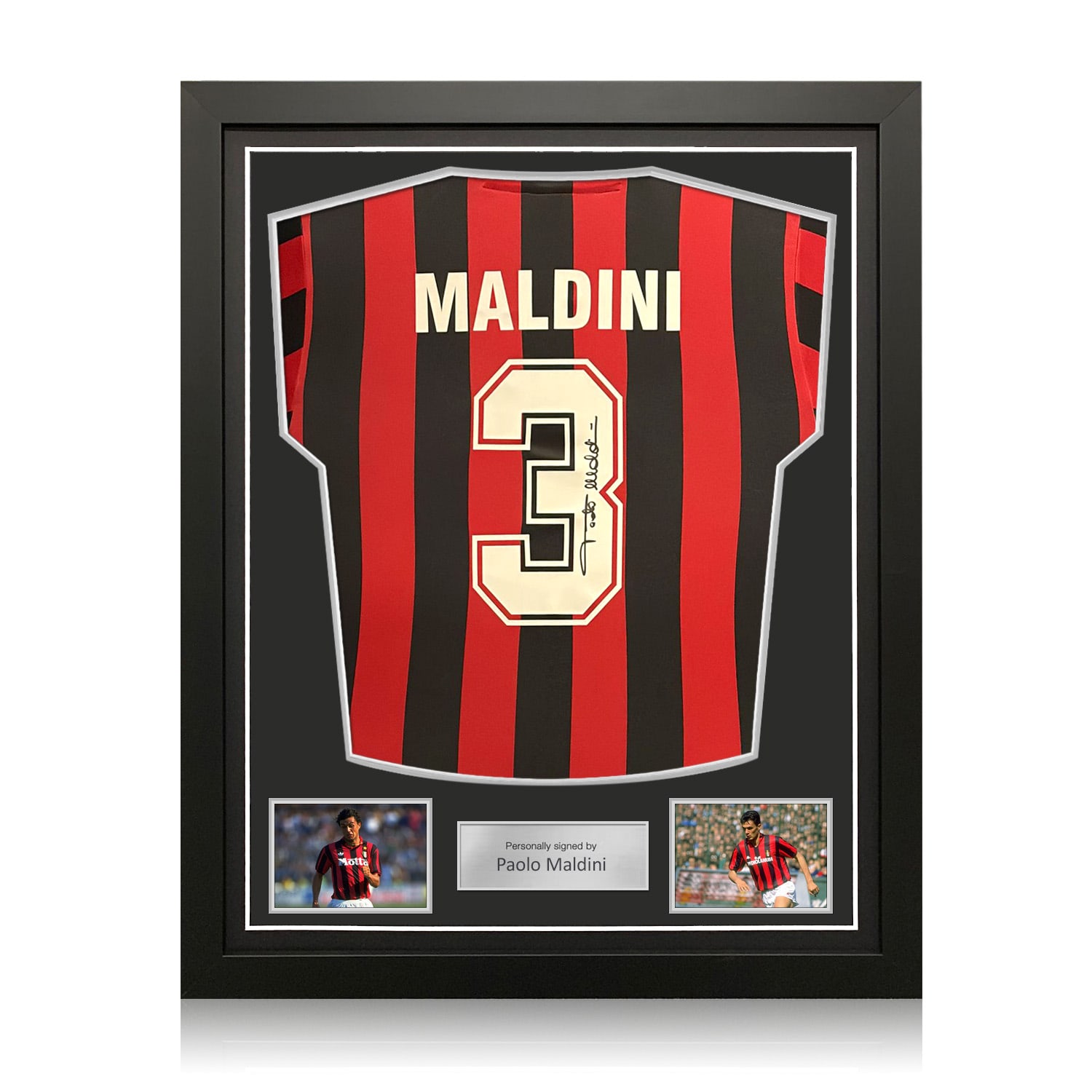 Paolo Maldini Signed AC Milan 1988 Home Football Shirt. Standard Frame