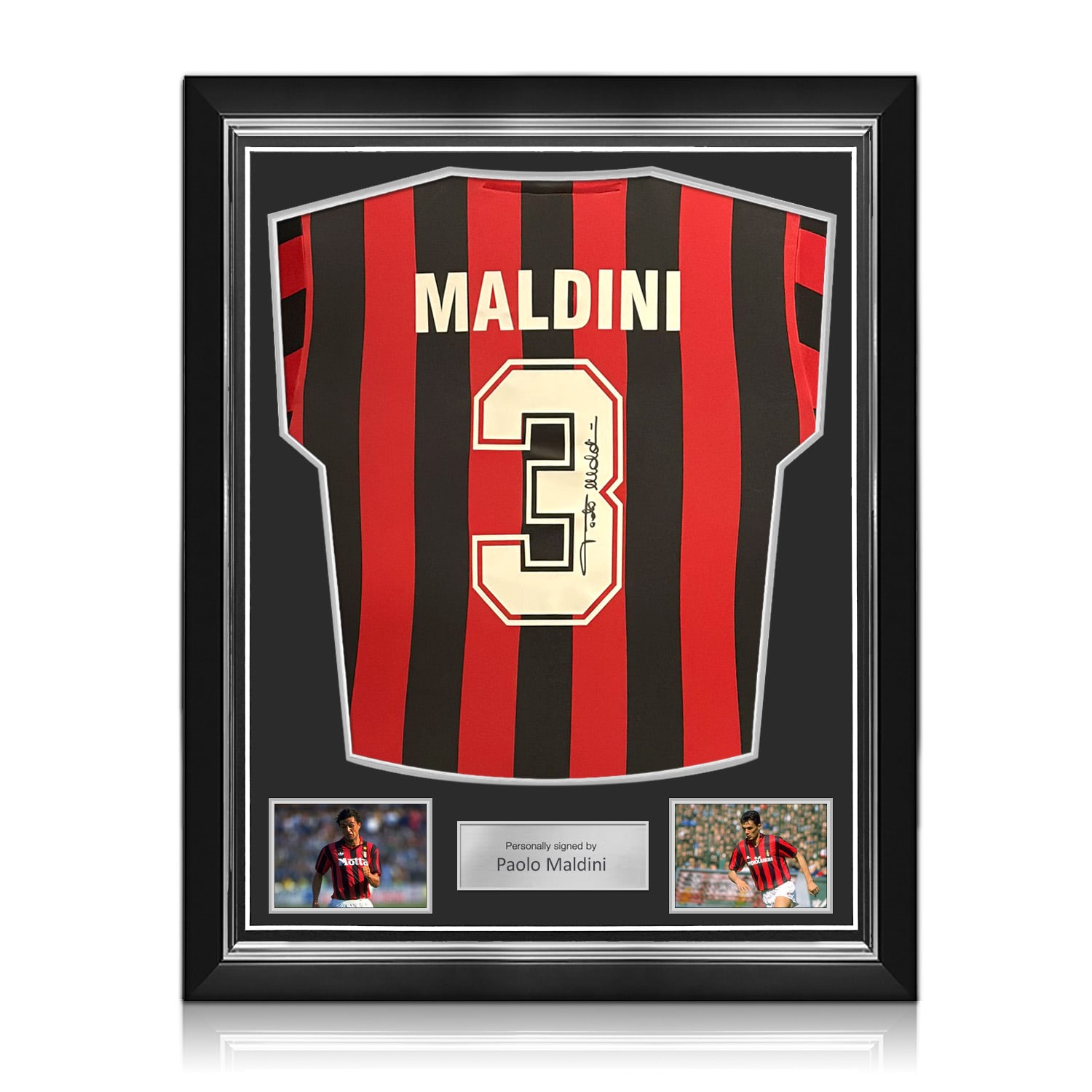 Paolo Maldini Signed AC Milan 1988 Home Football Shirt. Superior Frame