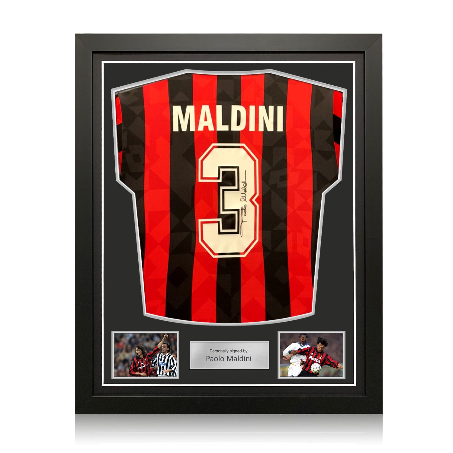 Paolo Maldini Signed Original AC Milan 1993-94 Home Football Shirt. Standard Frame