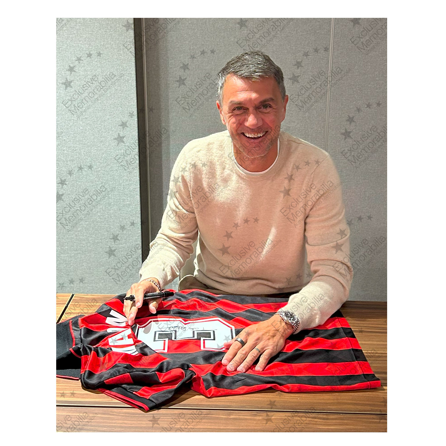 Paolo Maldini Signed Original AC Milan 1993-94 Home Football Shirt. Icon Frame