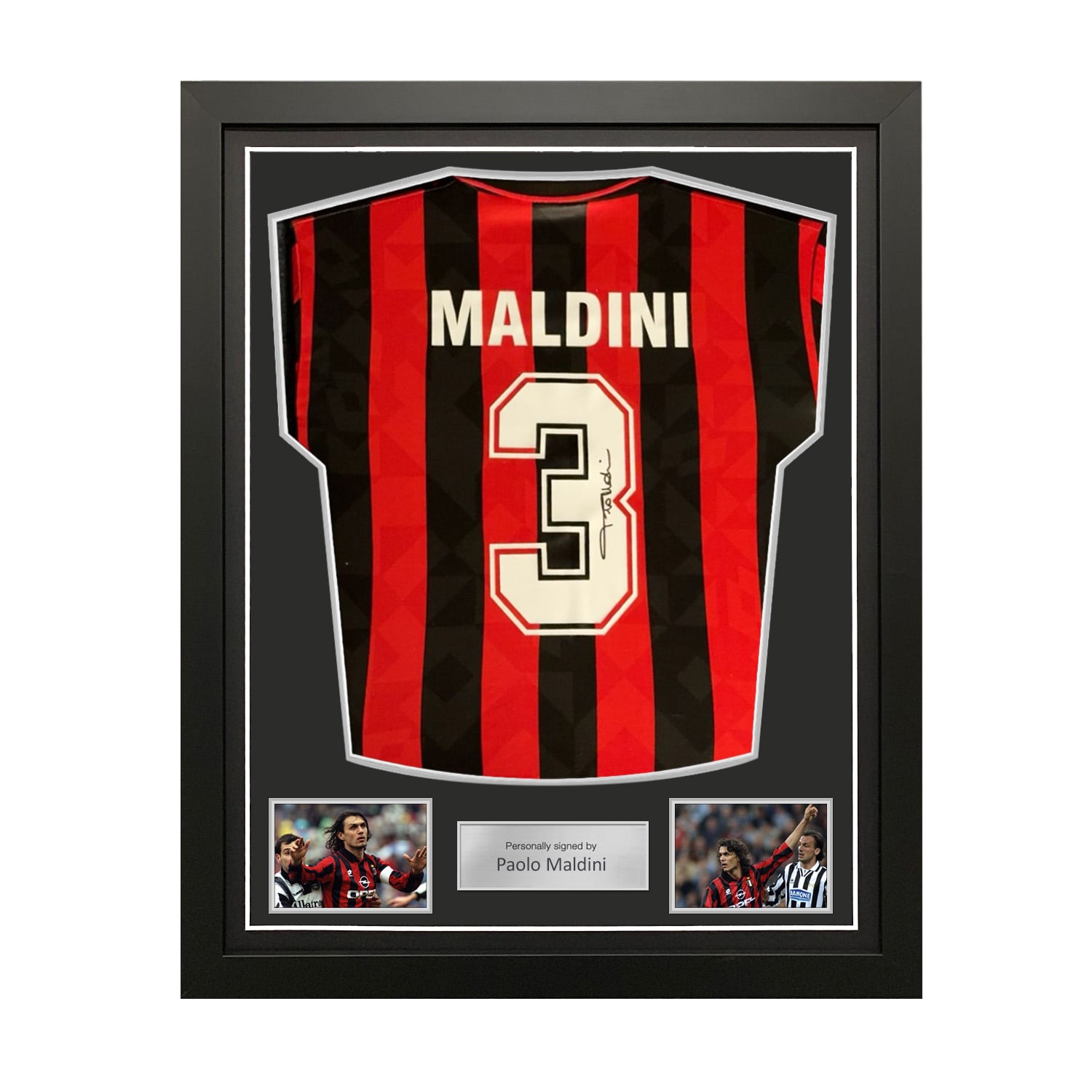 Paolo Maldini Signed Original AC Milan 1994-95 Home Shirt. Standard Frame