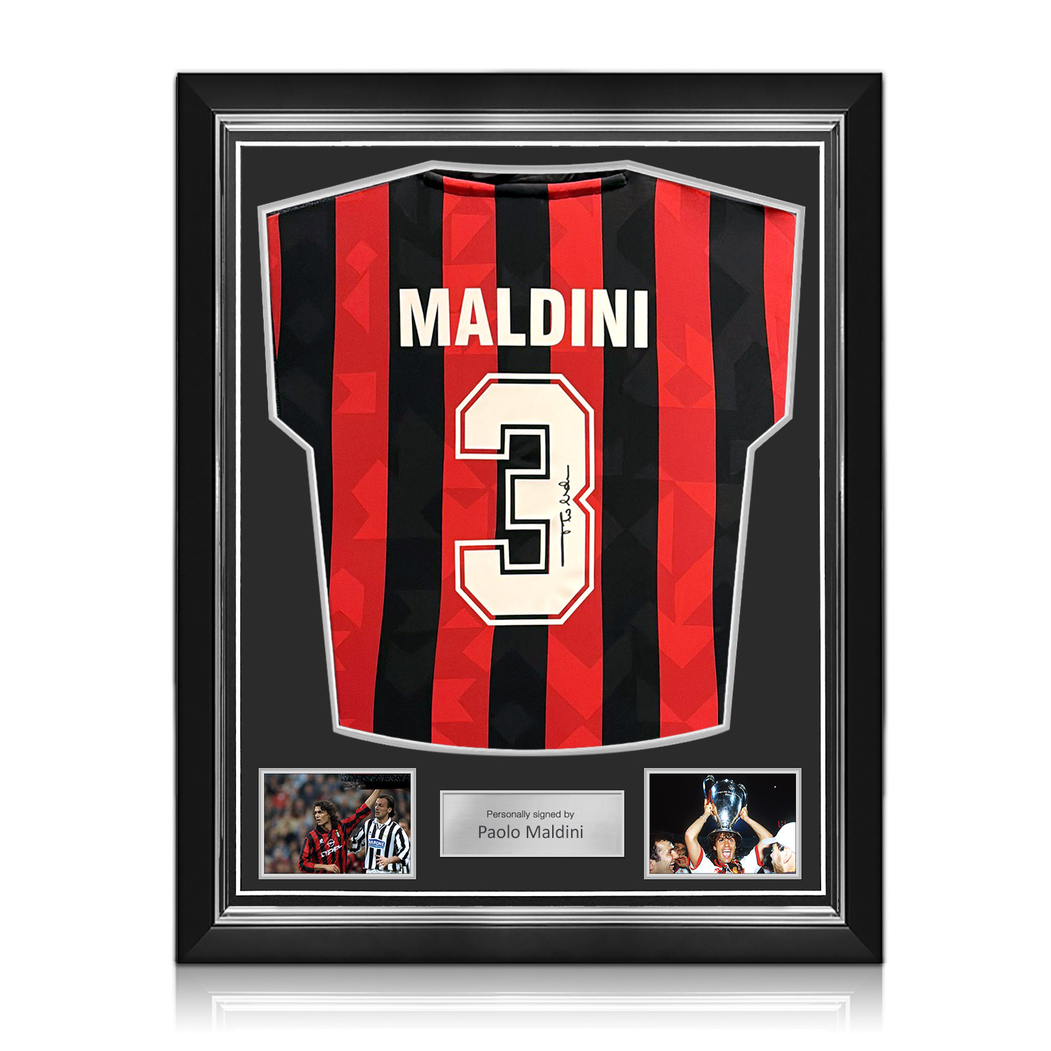 Paolo Maldini Signed AC Milan 1994 Home Football Shirt. Superior Frame