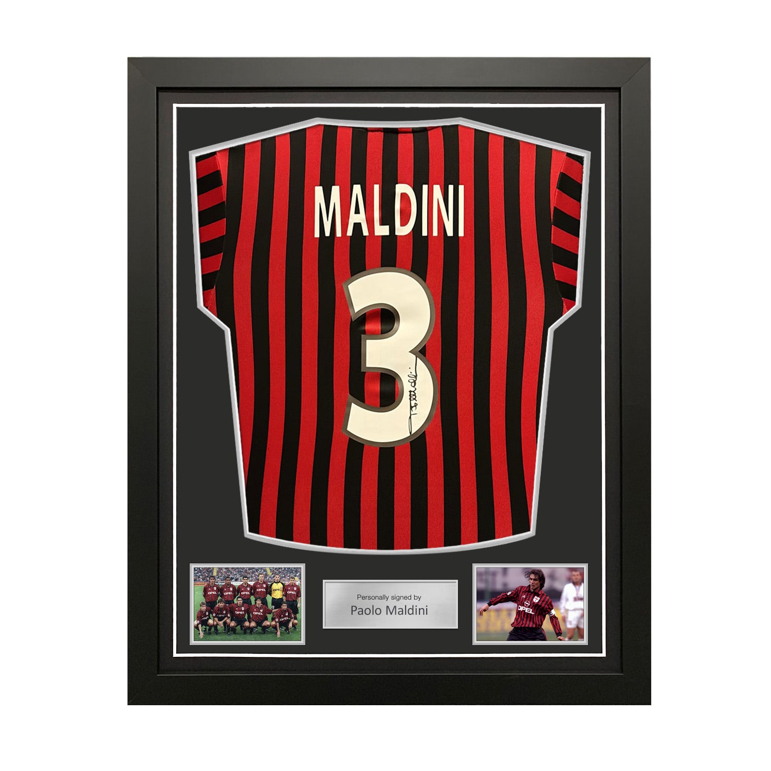 Paolo Maldini Signed AC Milan Centenary 2000 Home Football Shirt. Standard Frame