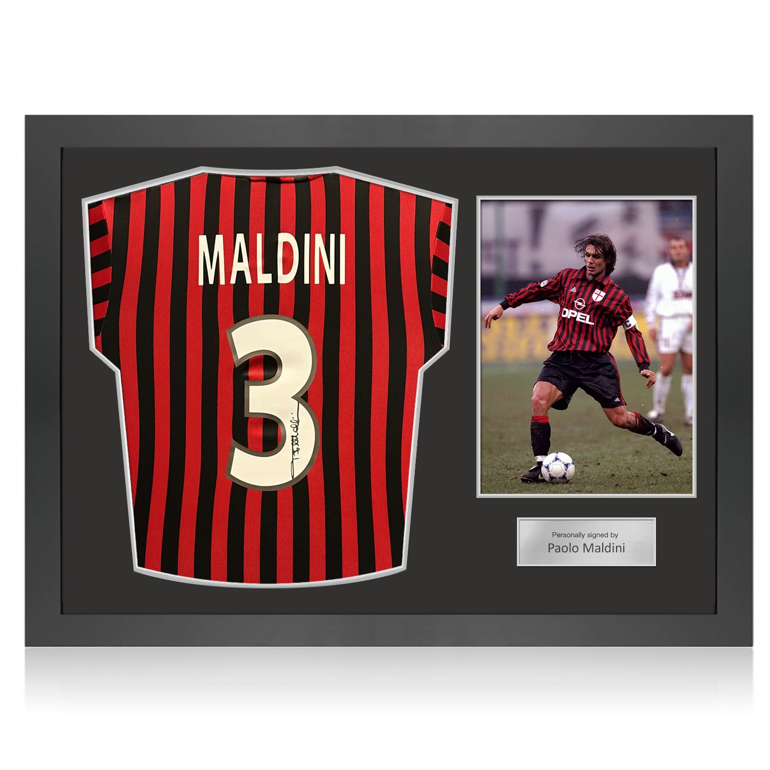 Paolo Maldini Signed AC Milan Centenary 2000 Home Football Shirt. Icon Frame