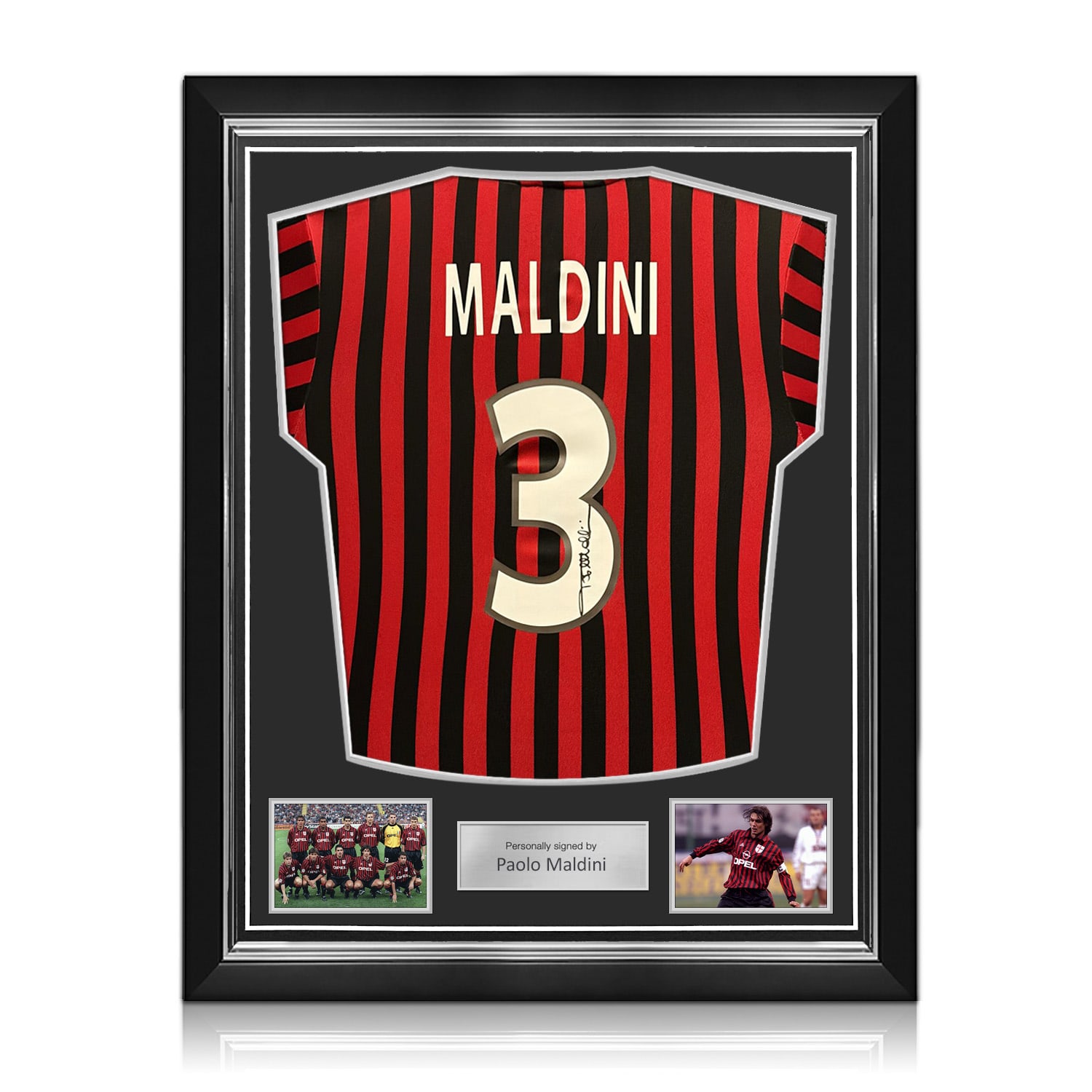 Paolo Maldini Signed AC Milan Centenary 2000 Home Football Shirt. Superior Frame