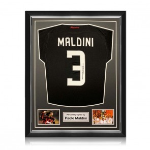 Paolo Maldini Signed 2008-09 AC Milan Third Football Shirt. Superior Frame