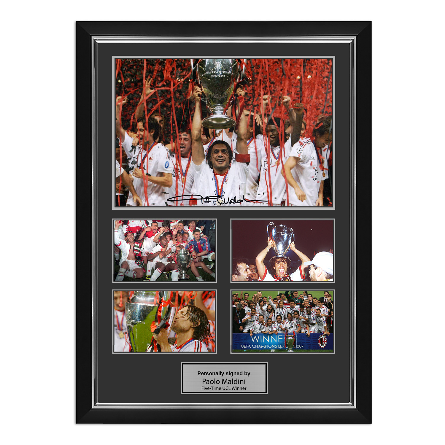 Paolo Maldini Signed AC Milan Football UCL Winner Presentation. Deluxe Silver