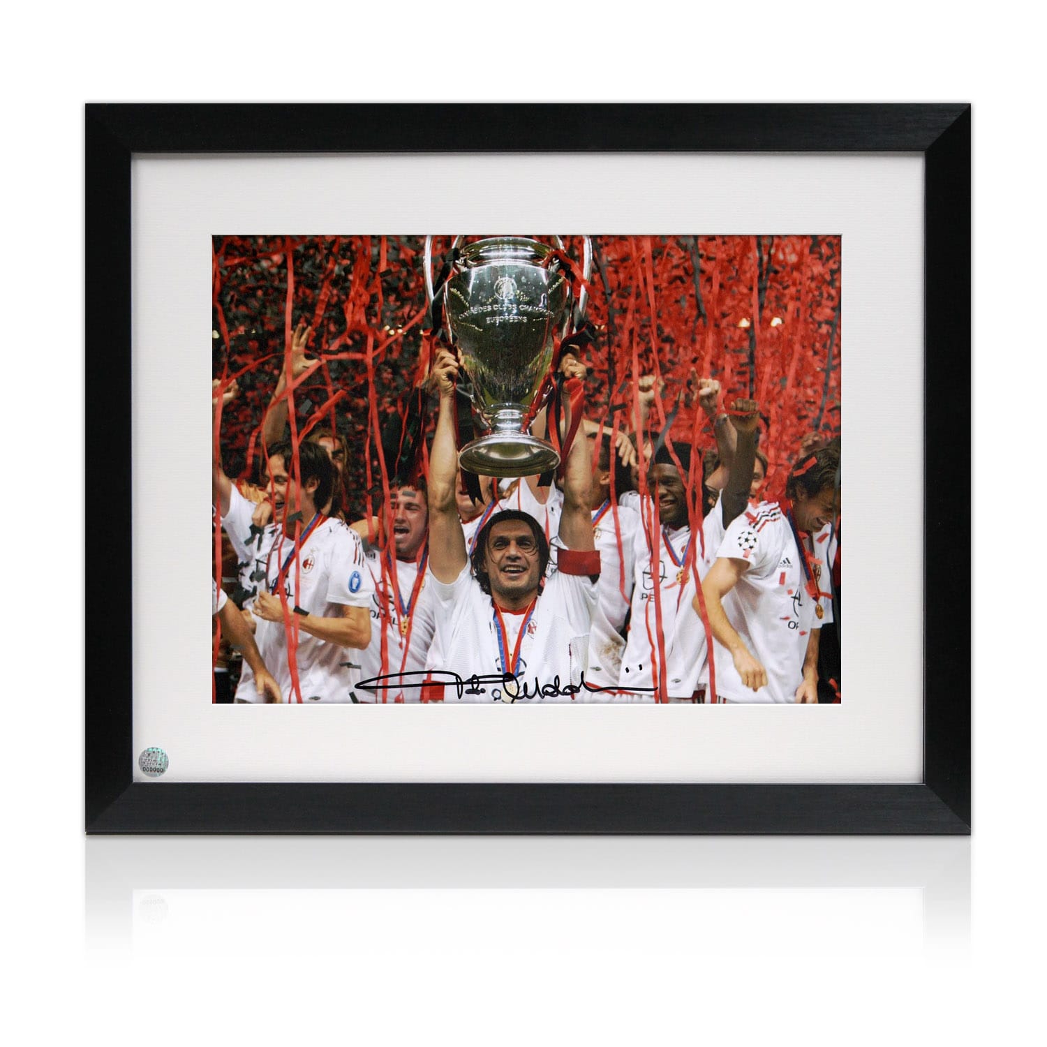 Paolo Maldini Signed AC Milan Football Photo: UCL Winner. Framed