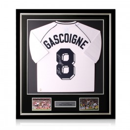 Paul Gascoigne Signed Tottenham Hotspur 1991 FA Cup Semi-Final Football Shirt. Deluxe Frame