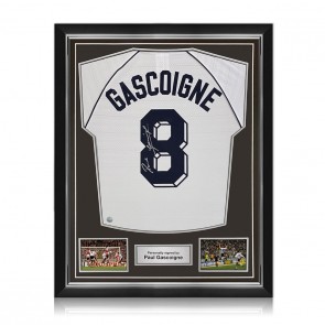 Paul Gascoigne Signed Tottenham Hotspur 1991 FA Cup Semi-Final Football Shirt. Superior Frame