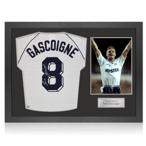 Paul Gascoigne Signed Tottenham Hotspur 1991 Cup Semi-Final Football Shirt. Icon Frame