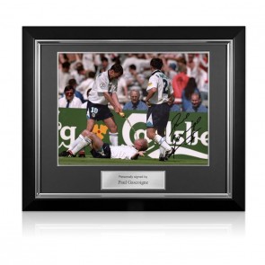 Paul Gascoigne Signed England Photo: The Dentist Chair. Deluxe Frame