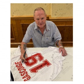 Paul Gascoigne Signed England 1990 Football Shirt. Deluxe Frame
