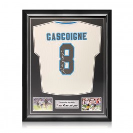 Paul Gascoigne Signed England Euro 1996 Football Shirt. Superior Frame