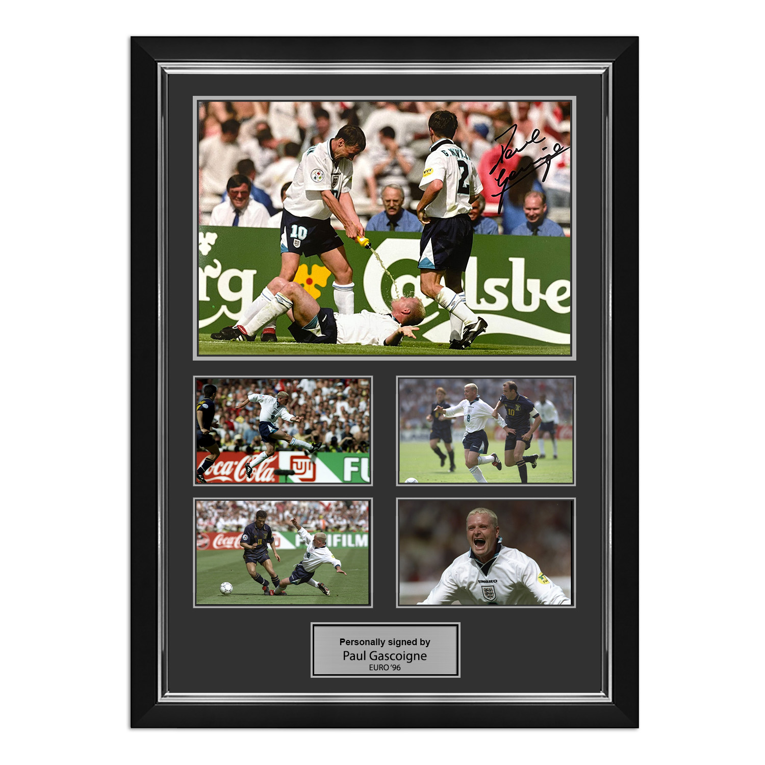 Paul Gascoigne Signed England EURO '96 Photo Presentation. Deluxe Silver