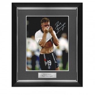 Paul Gascoigne Signed England Football Photo: Gazza's Tears. Deluxe Frame