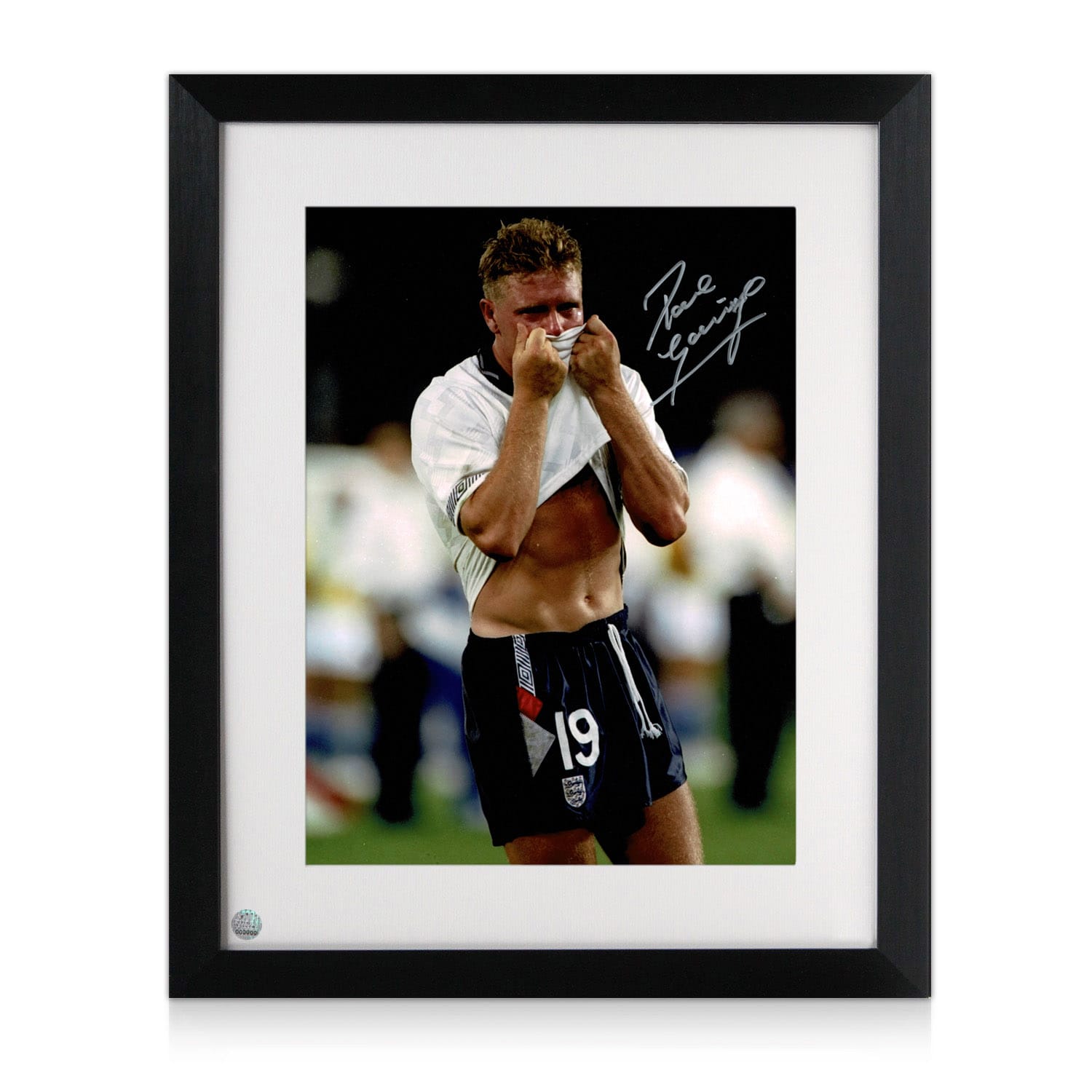 Paul Gascoigne Signed England Football Photo: Gazza's Tears. Framed