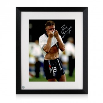 Paul Gascoigne Signed England Football Photo: Gazza's Tears. Framed