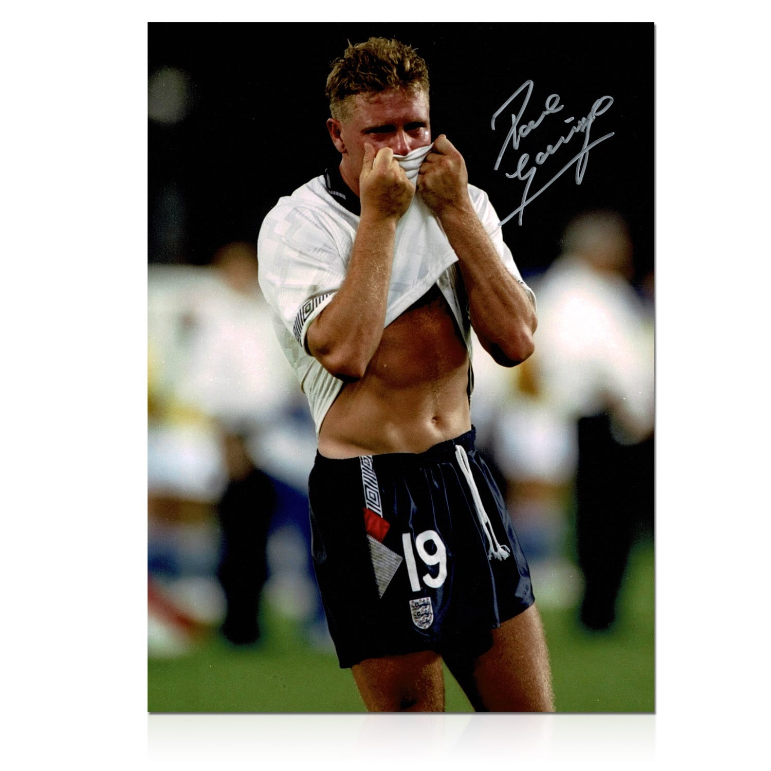 Paul Gascoigne Signed England Football Photo: Gazza's Tears
